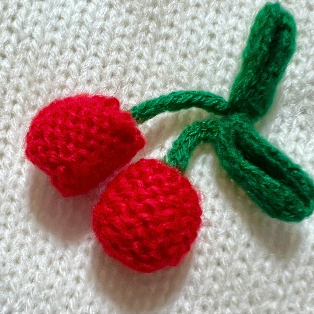 CLOUD TEN cherry crochet tank shoulder ties S M L - Picture 3 of 5